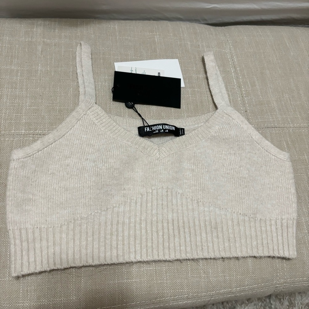 NWT Fashion Union ASOS Oatmeal Sweater Crop Top